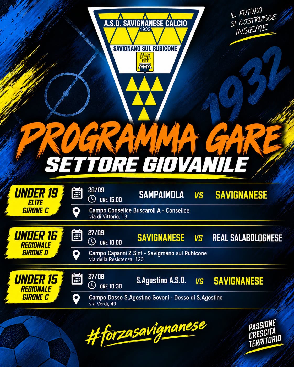 SETTORE GIOVANILE | Il programma gare del settore agonistico